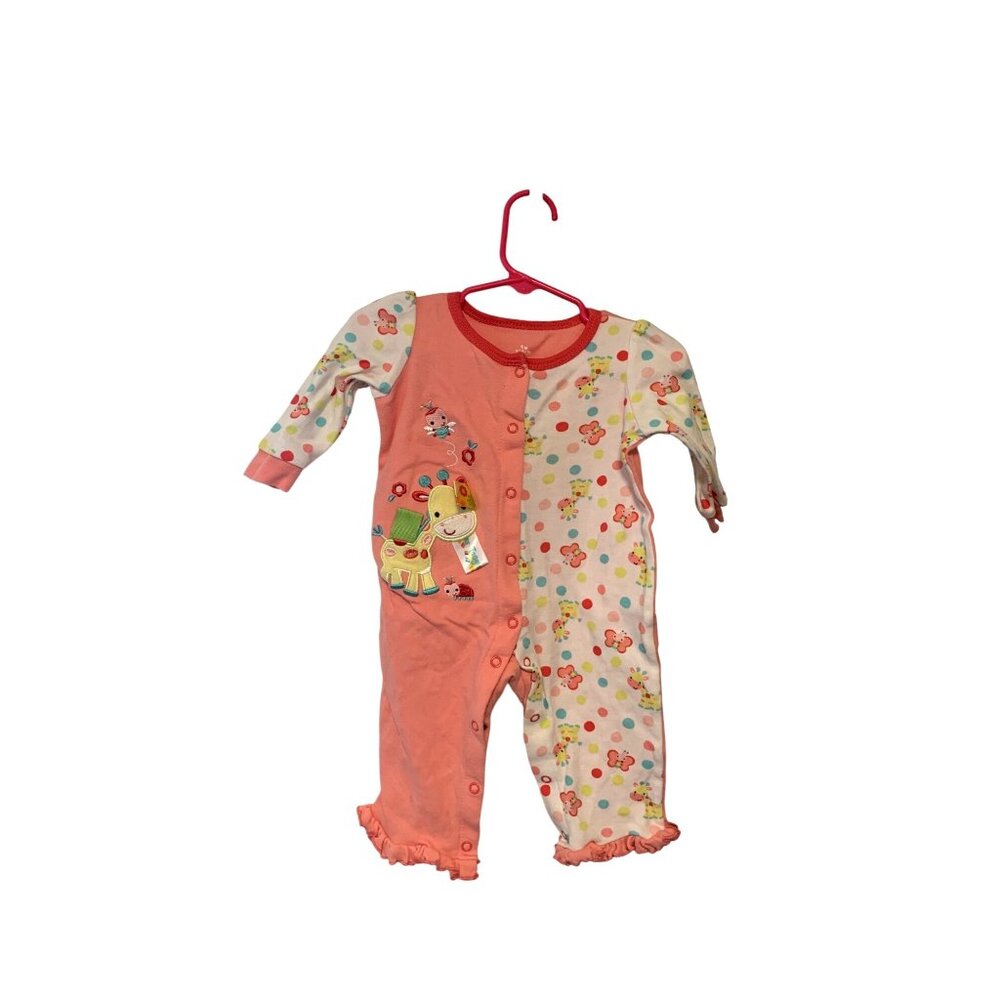 vintage Taggies Girls Infant baby Size 9 months snap up 1 piece bodysuit giraffe